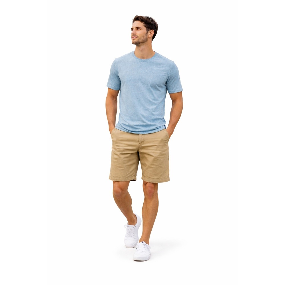 ROEBUCK & CO. Khaki Flat Front Stretch Shorts Men's Size 38 Casual Classic Chino